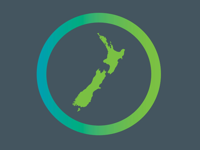 Map of NZ in OSPRI colours blue and green