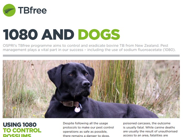 factsheet for dog safety in areas of 1080 operations