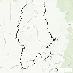 Map showing Ngamatea TB management area boundaries