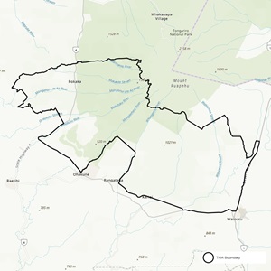 Map showing Ruapehu TB management area boundaries