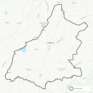 Map showing Strath Taieri TB management area boundaries