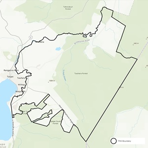 Map showing Taupō TB management area boundaries