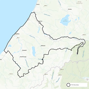 Map showing Westland TB management area boundaries